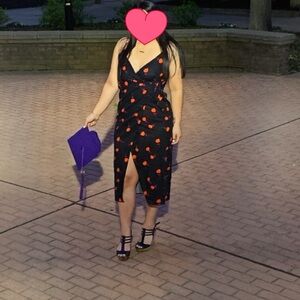 Black flower linen wrap dress from Urban Outfitters